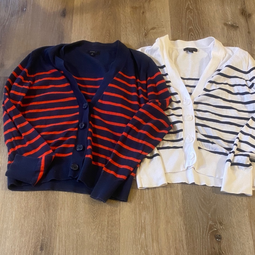 J. Crew Navy Striped Cardigans